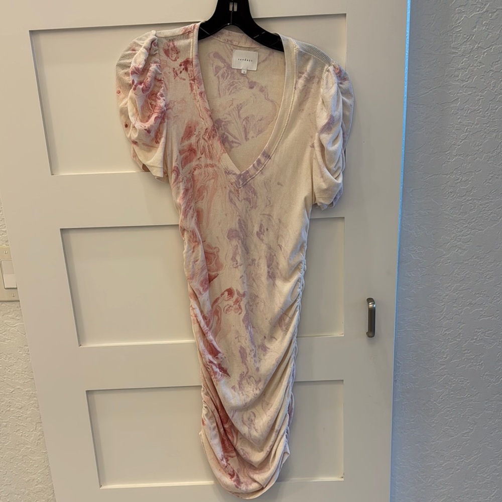 Sundays washed Cali tshirt V-Neck casual washed lavender marvel midi dress small - Picture 3 of 5